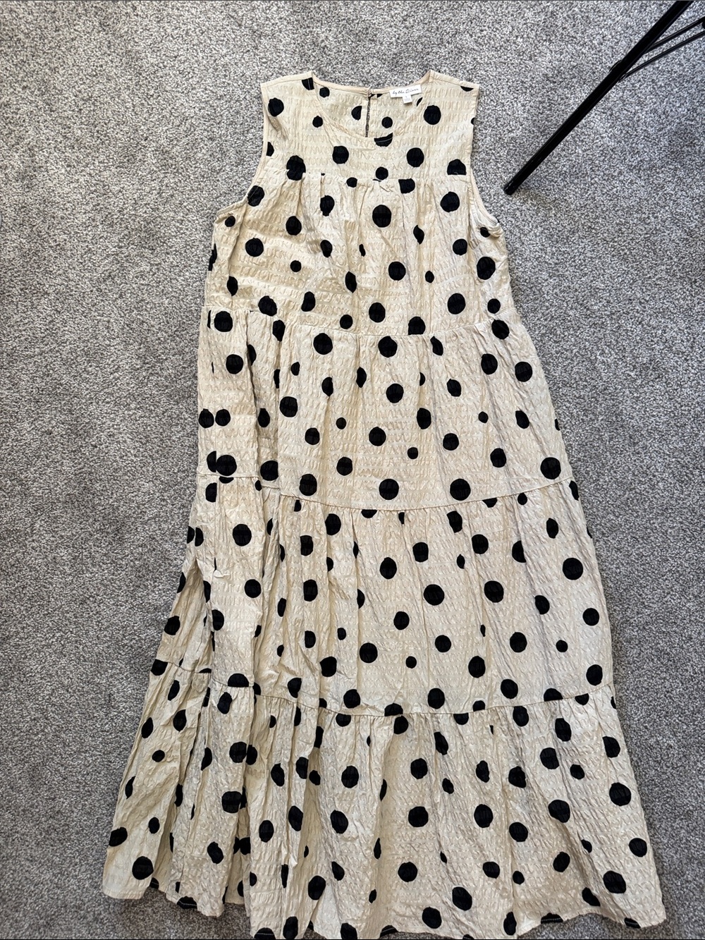 Sleeveless Cream Polka Dot Tiered Maxi Dress